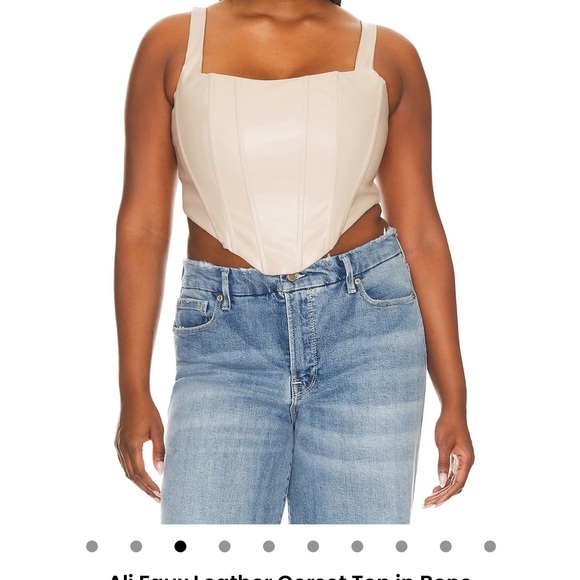 Women's Cream faux leather Corset Top - Picture 2 of 3